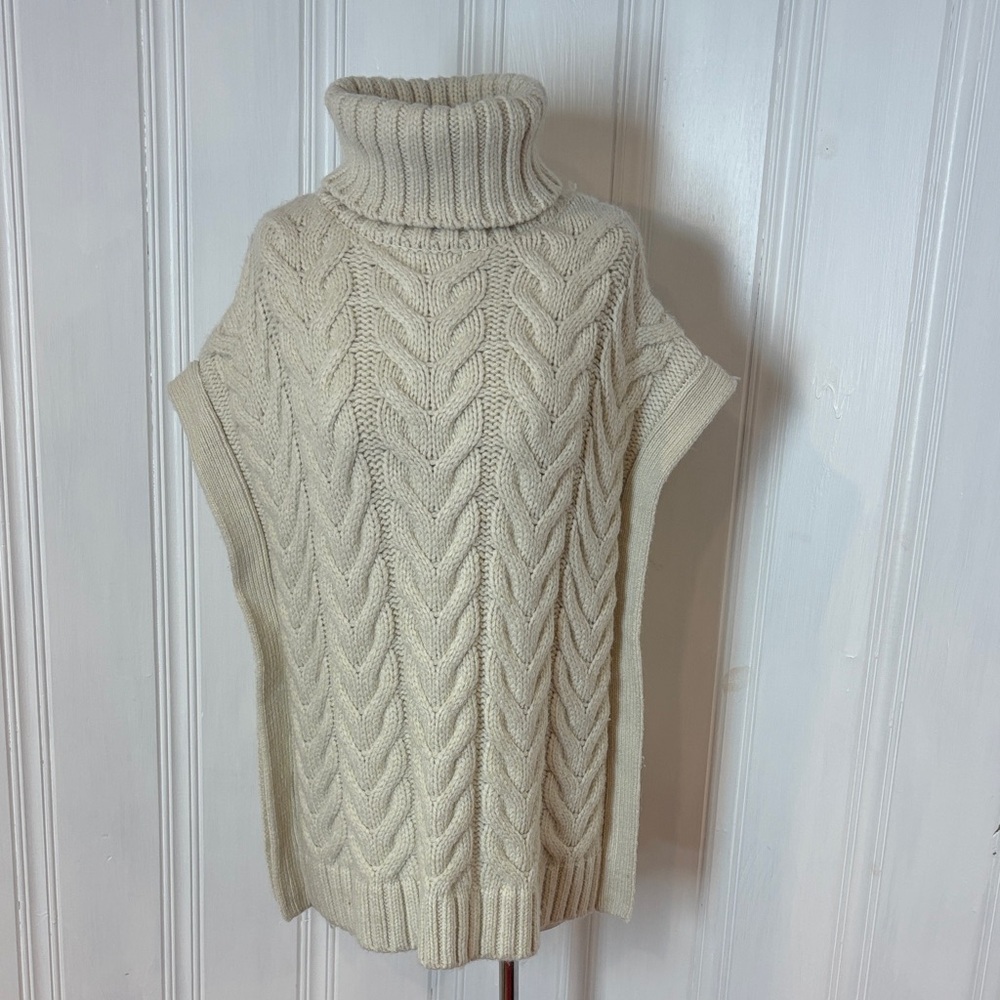 ZARA Oversized Cable Knit Turtleneck Sweater Vest – Cream | Size Medium - Picture 2 of 8